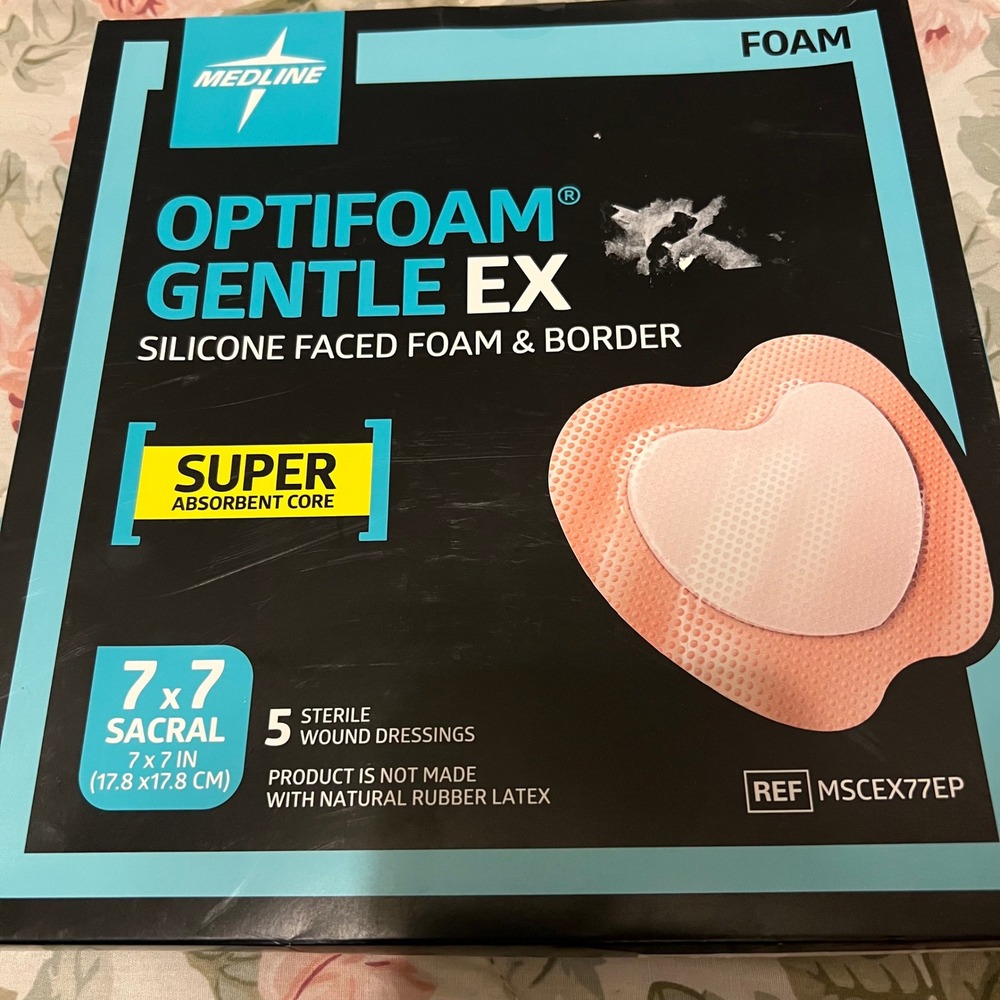 Medline Optifoam Gentle EX Sacral Silicone-Faced Border Foam Dressing 7‎ x 7